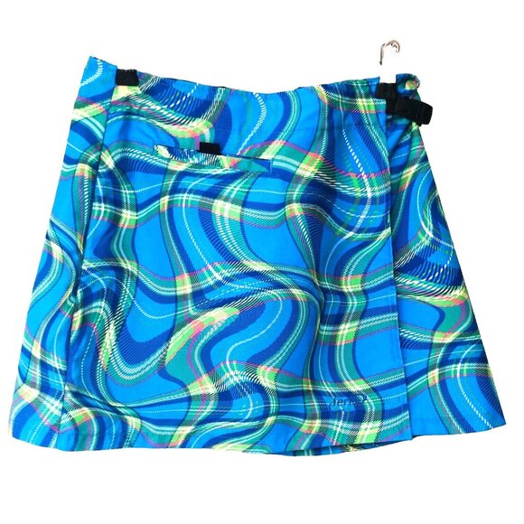 Terry Bicycles Mixie Wrap Bike Cycling Skirt Women's S 28x14.75 Blu Abstract USA - Picture 1 of 7